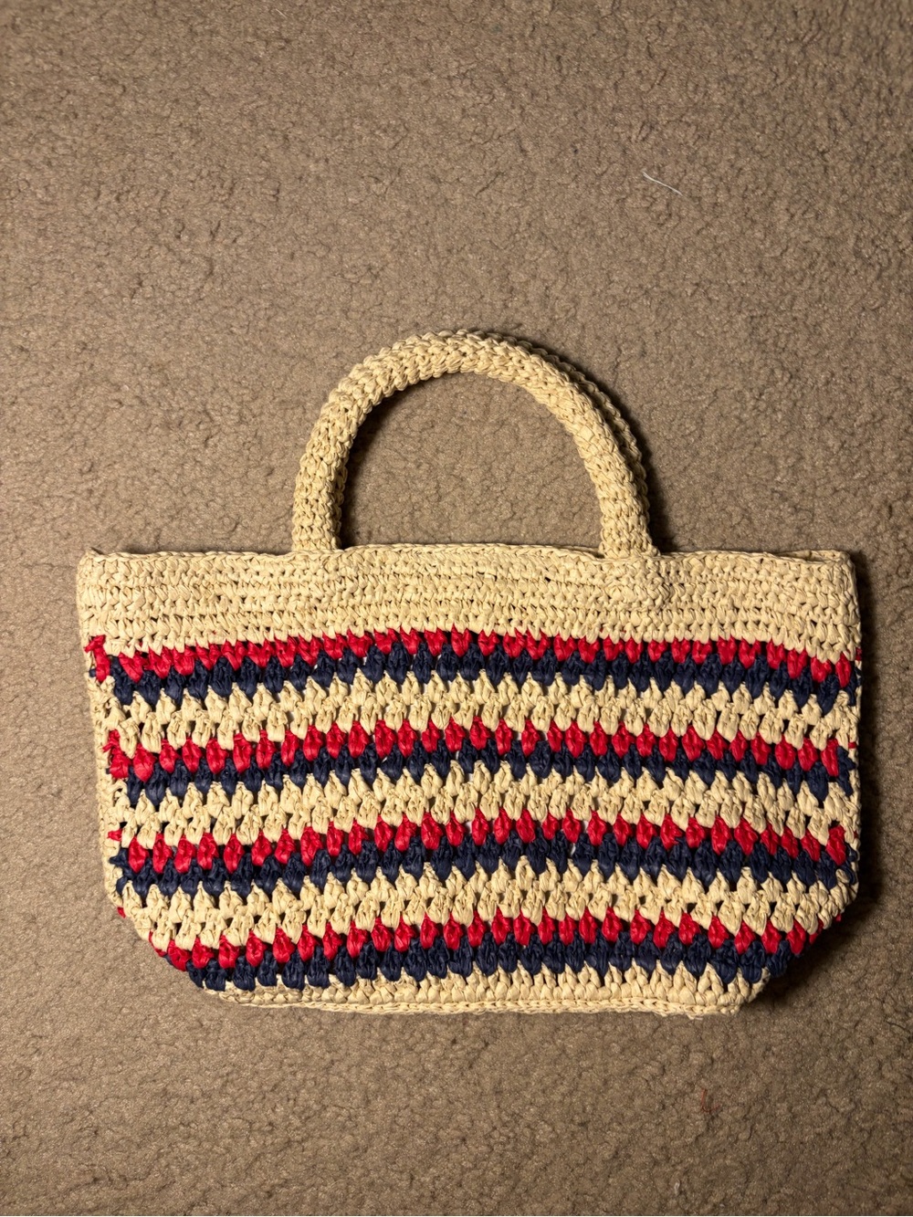 Madewell 🤎❤️💙 the Woven mini tote Summer Bag - red navy stripes NWT - Picture 5 of 7